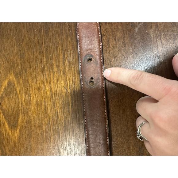 Brown Leather Western Texas Silver Longhorn Belt Men Large Cowboy Measurements - Picture 6 of 6